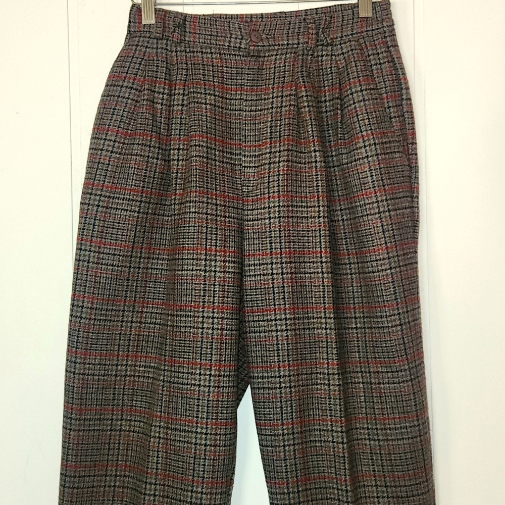 Vintage Plaid Trousers - Red and Black